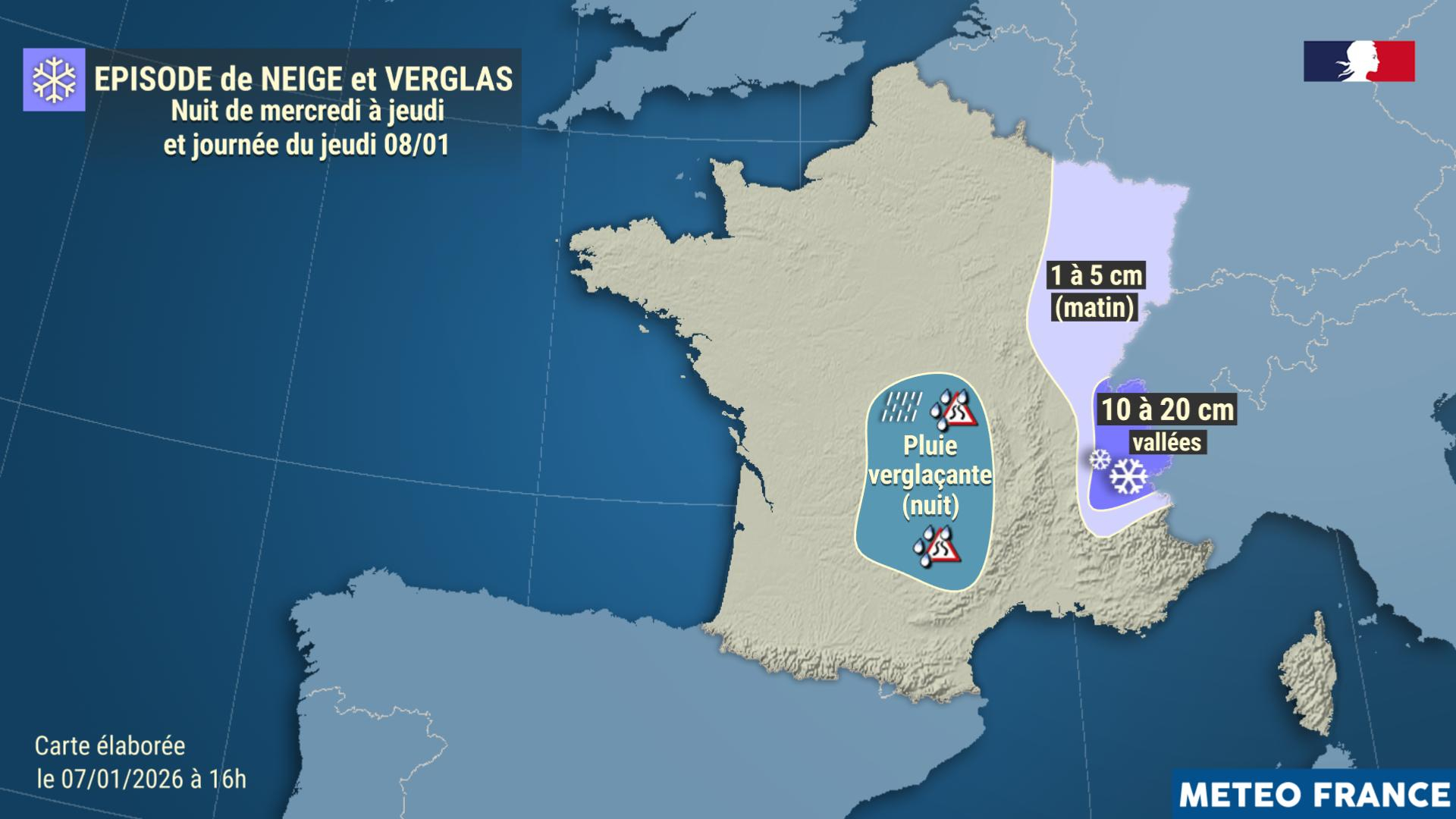 Temps très perturbé jeudi : neige, verglas 