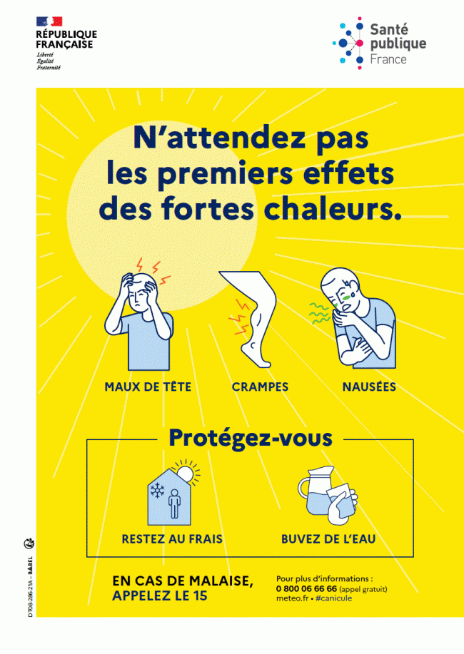 Affiche " Attention canicule ". © Santé publique France.