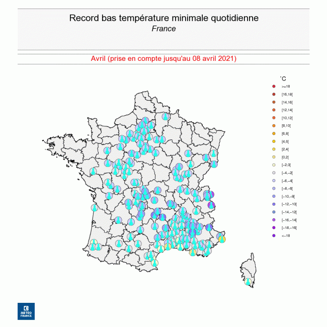 Records mensuels froids d'avril 2021 - © Météo-France