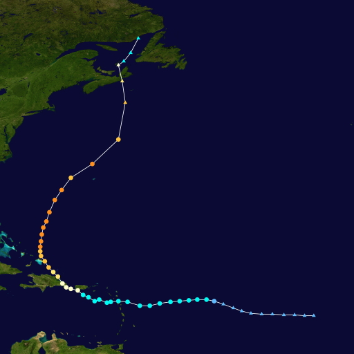 Trajectoire de Fiona. © Météo-France.