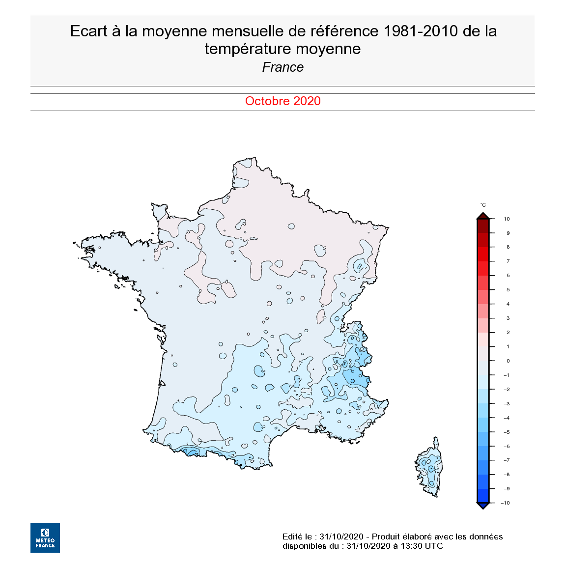 Le mois qui s'est achevé samedi enregistre en effet une température moyenne nationale 0,5 °C plus fraîche que la normale 1981-2010.