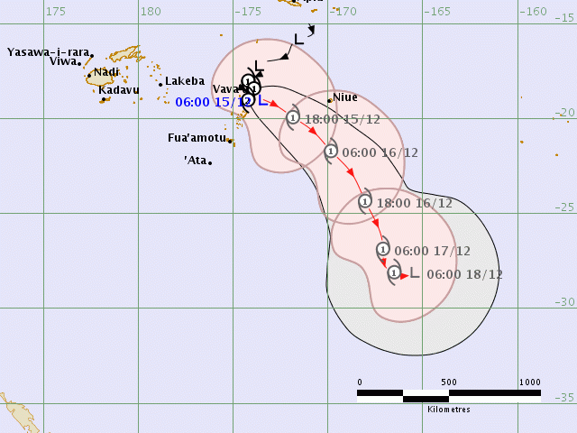Trajectoire prévue de Zazu - © Nadi Tropical Cyclone Warning Centre