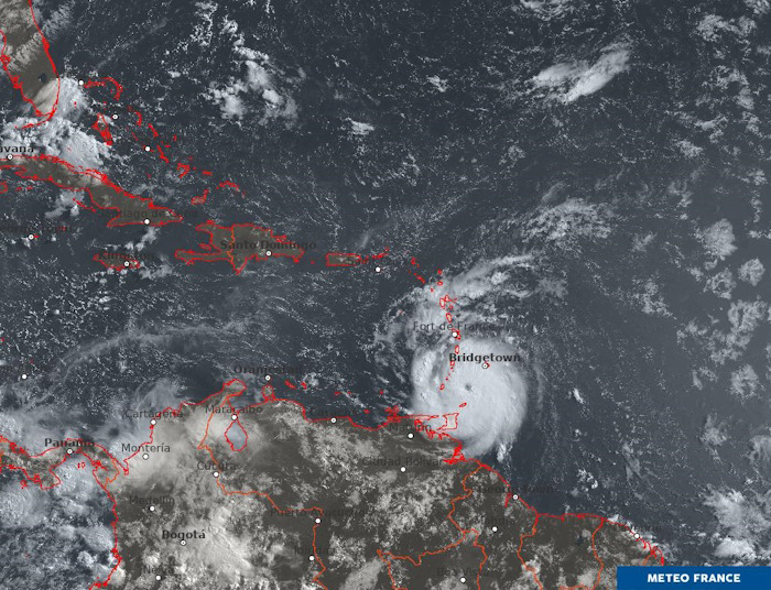 Image du satellite GOES lundi 1er juillet à 12 UTC © Météo-France