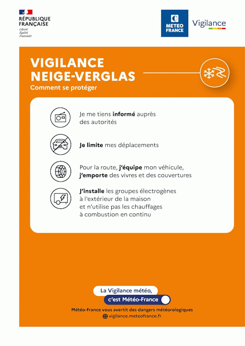 Conseils de comportement - Vigilance orange Neige-verglas
