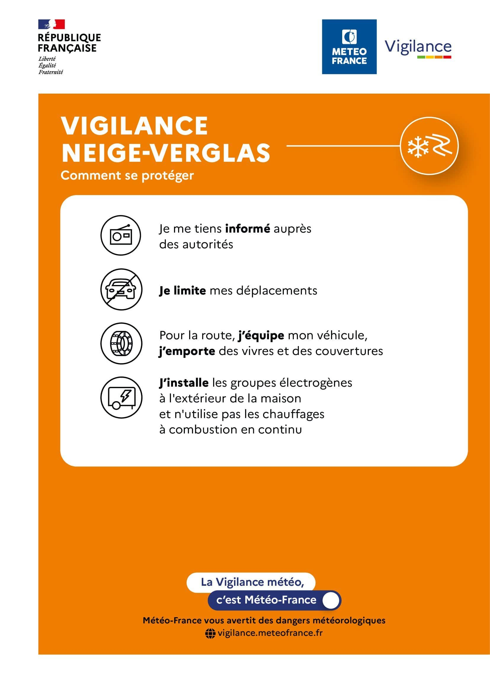 Conseils de comportement - Vigilance orange - Neige - Verglas © Météo-France