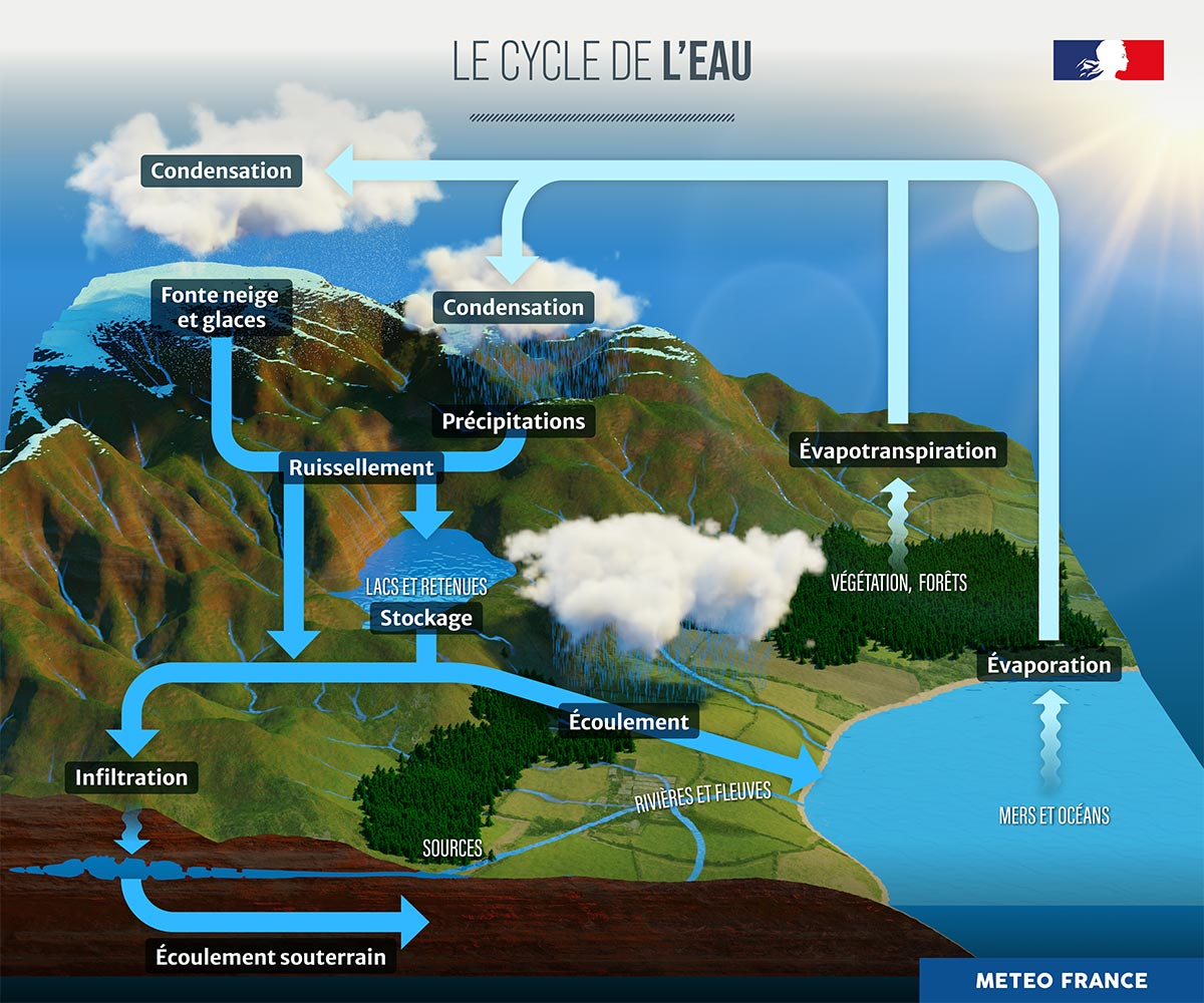 Le cycle de l’eau © Météo-France