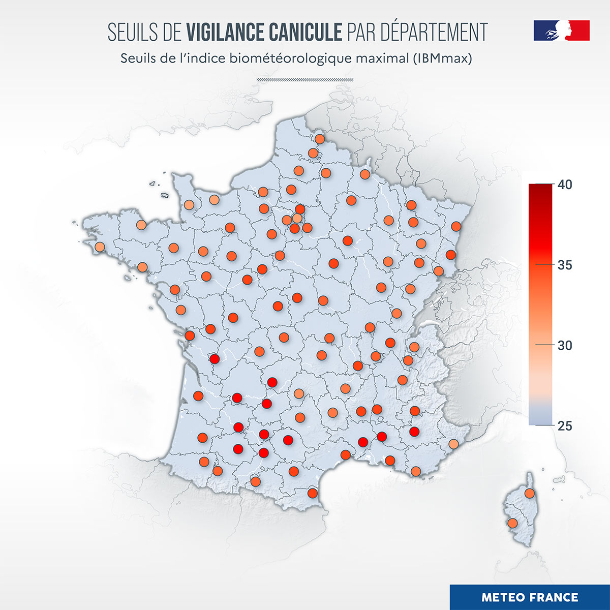 Seuils de l'indice biométéorologique maximal (IBMmax)