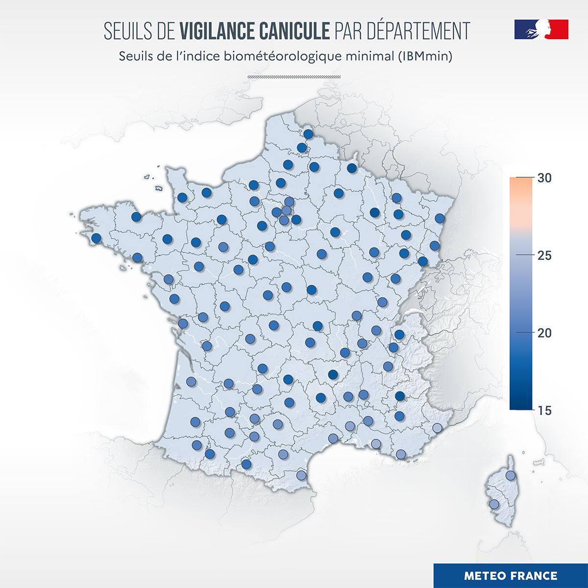 Seuils de l'indice biométéorologique minimal (IBMmin)
